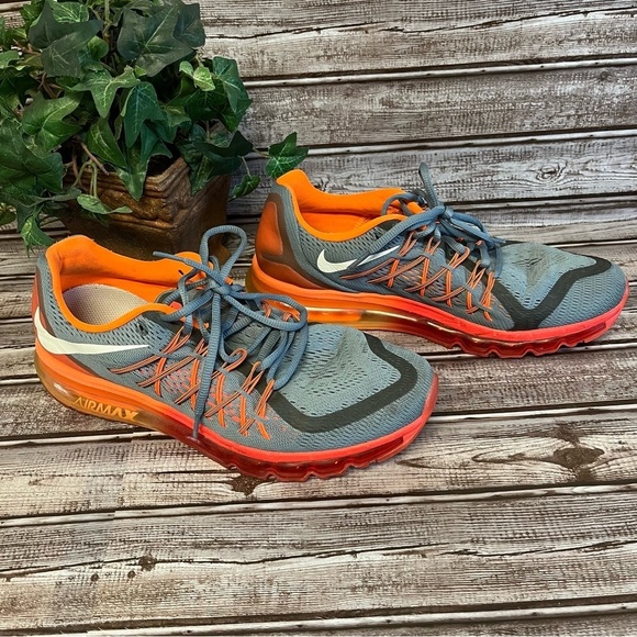 Nike AirMax Gray and Orange Running Shoe Mens Size 11 - Picture 1 of 9